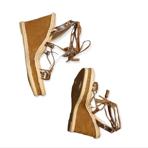 WHBM Ginger Boho Wedge Ankle Wrap Wedge Platform Sandals Size 9 New - Picture 6 of 11